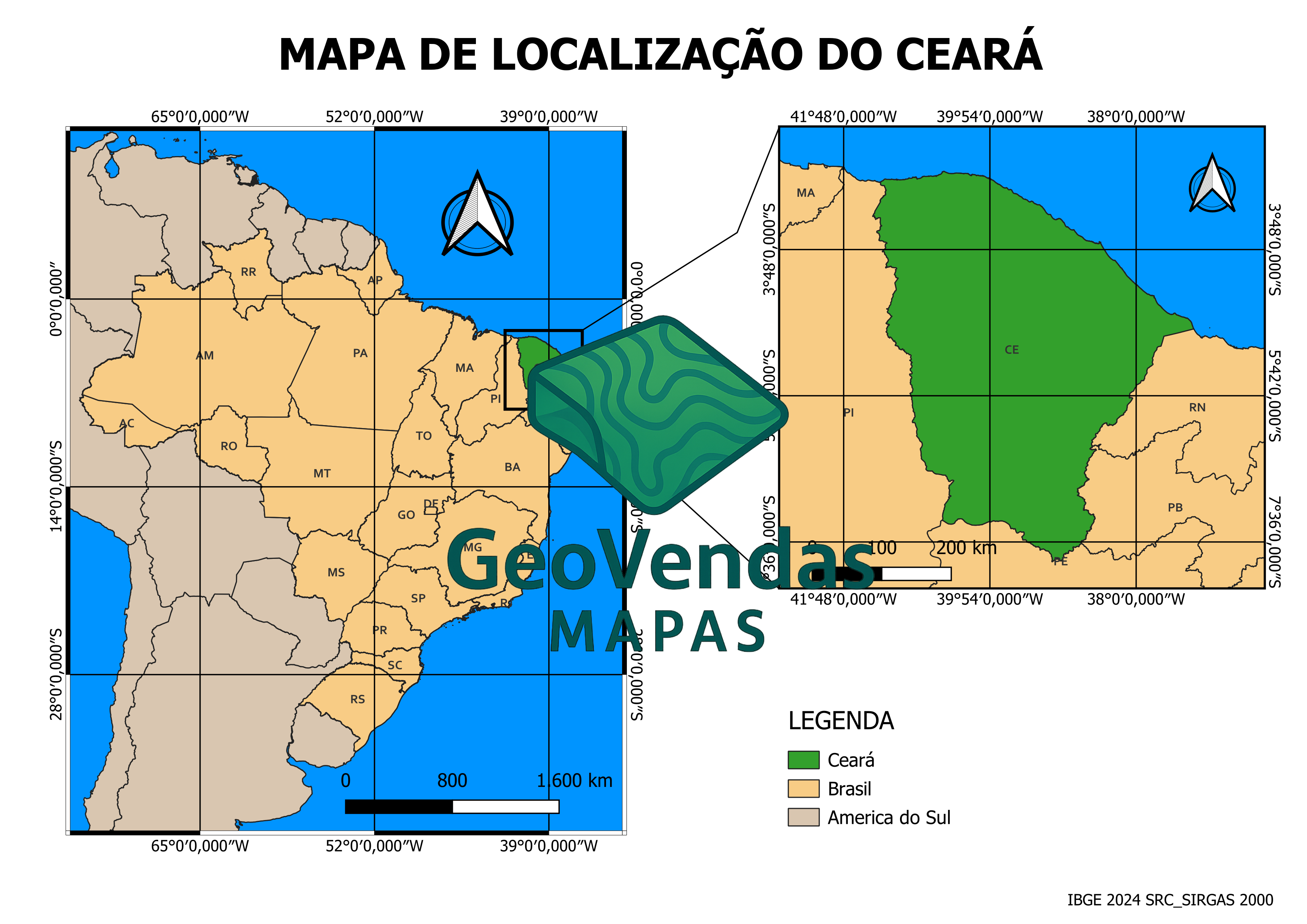 Mapa de localização do Ceará